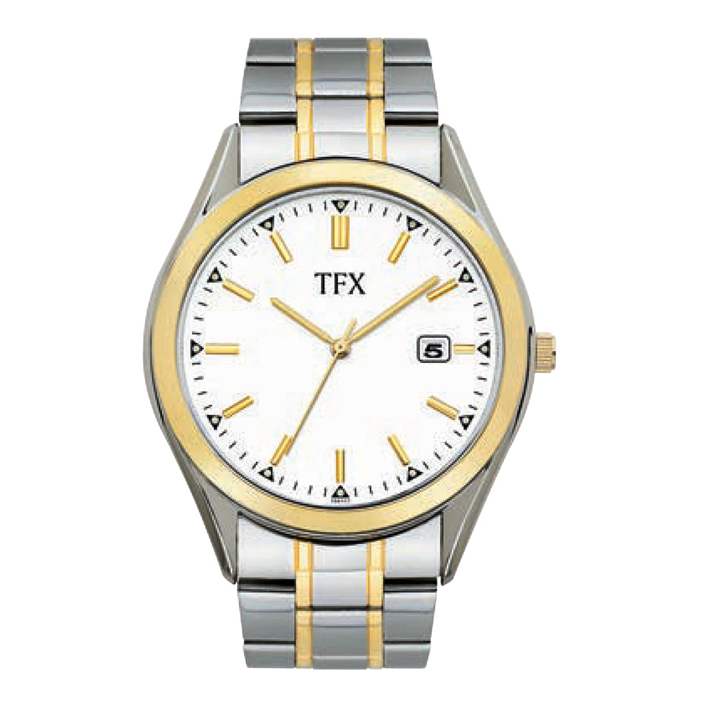 TFX Mens Two Tone Stainless Steel Watch, White Dial | Power Sales